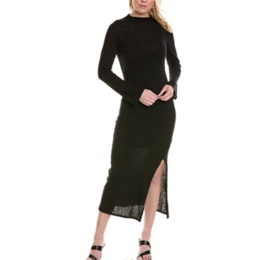 Women’s Supima Stateside Anthropologie Slub Long Sleeve Shirred Dress Large NEW